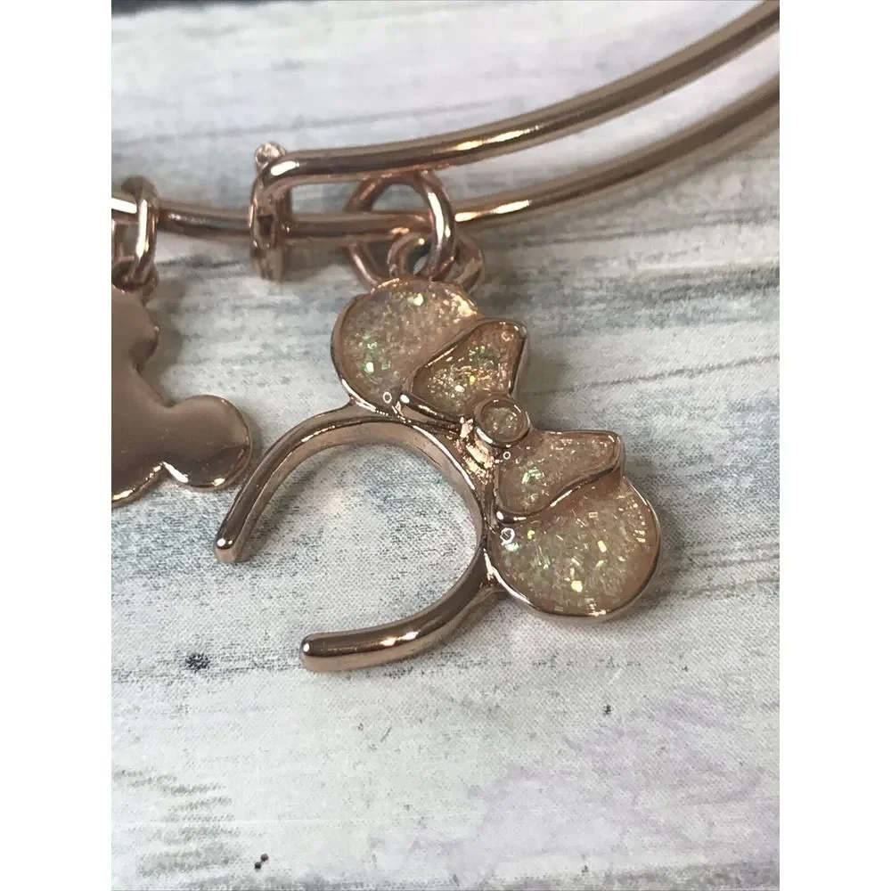 Alex and Ani Disney Dangle Minnie Mouse Ears Rose Gold Tone Bracelet 2024‎ NWOT